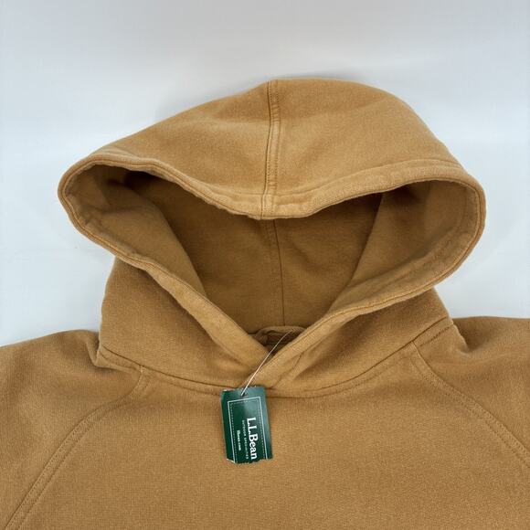 LL BEAN Sweatshirt Men Medium Brown Hoodie Pullover Patch Outdoors Hiking NWT - Picture 3 of 15